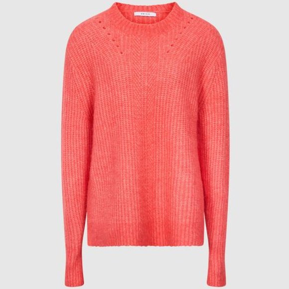 REISS Emma Waffle Knit Coral Jumper Sweater (Medium) - Picture 5 of 10